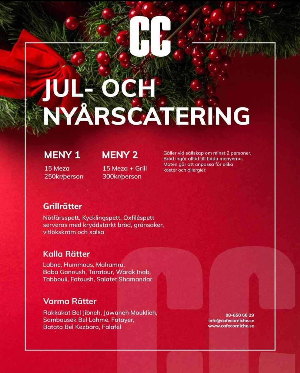 En annons om jul- och nyårscatering.
