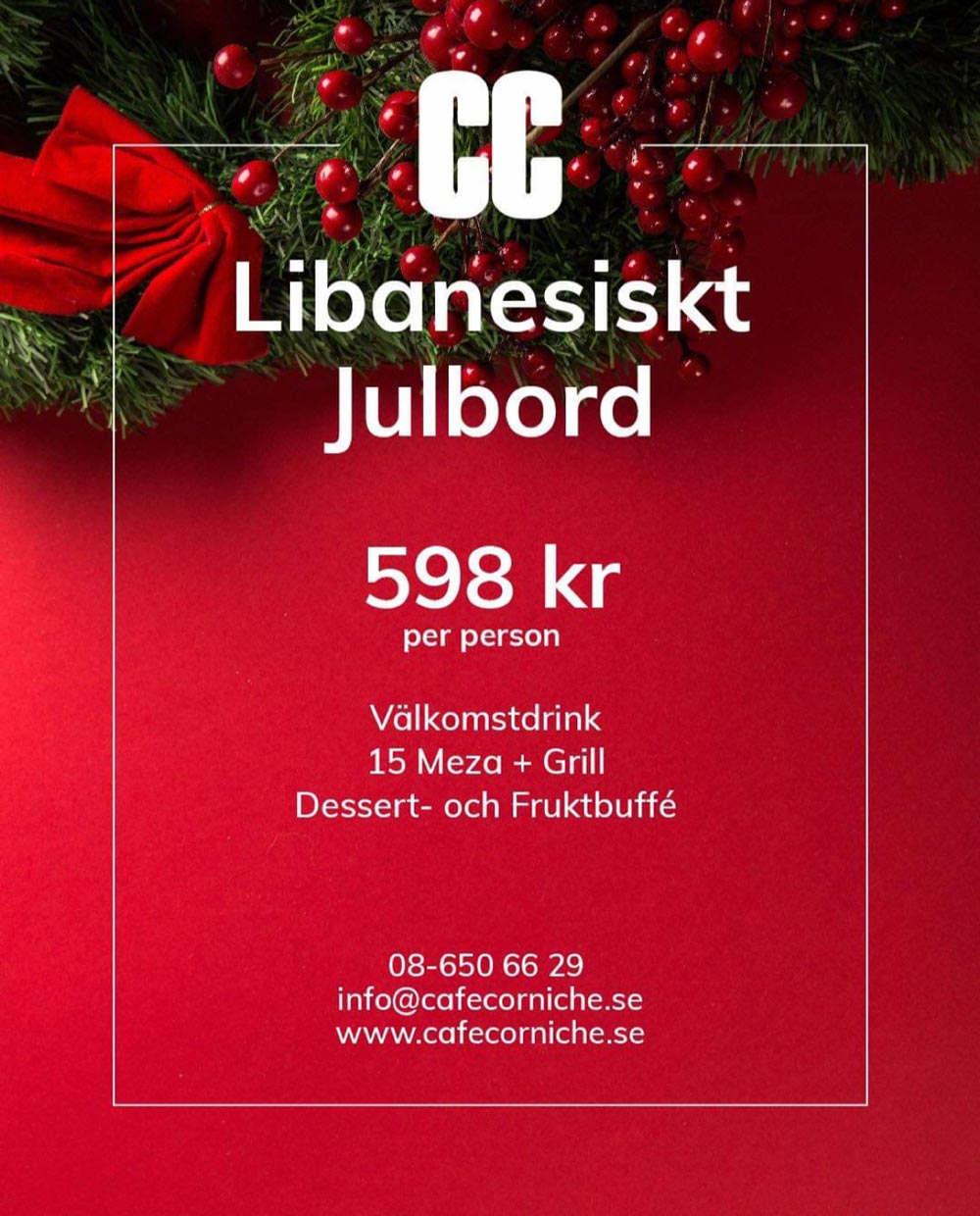 En annons om julbordserbjudande.